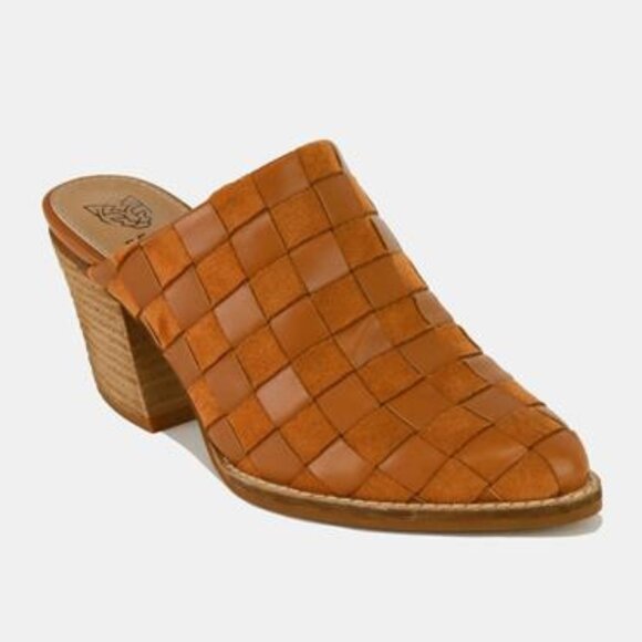 BEAST FASHION Shoes - NEW ⭐ BEAST FASHION Woven Checkerboard Block Heel Mule Shoes Faux Suede, 3" Heel
